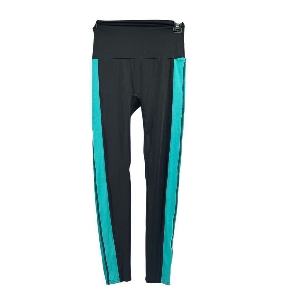 K-Deer Black Teal Stripe High Waist Leggings – Sneaker Length XS